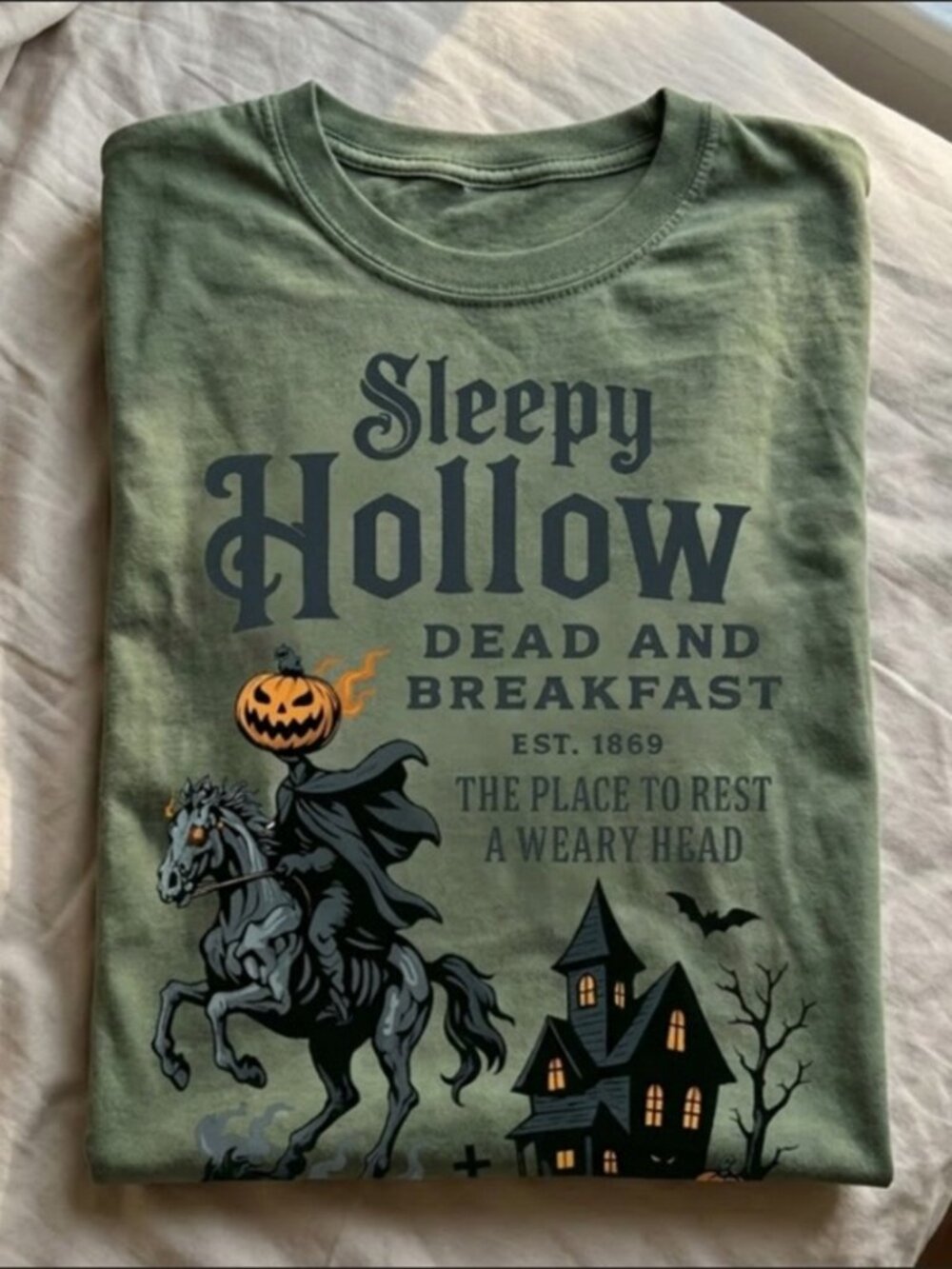 Military Green T-Shirt Gildan Sleepy Hollow Halloween Shirt